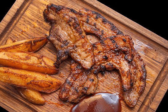 grilled pork belly and a side for grilled potatoes