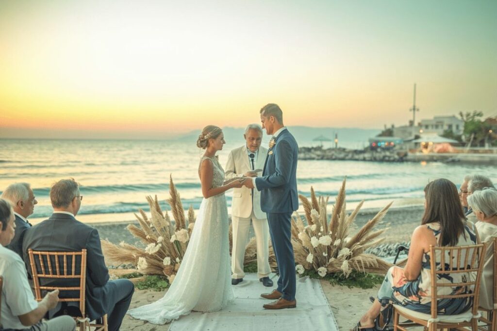 Summer wedding season beach wedding in Greece.