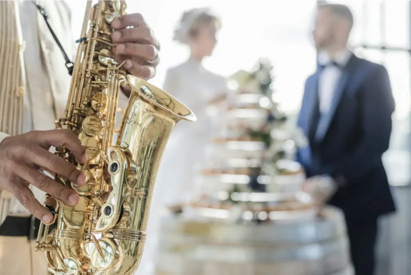 A saxophone playing at a Greek wedding