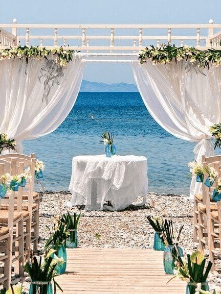 Destination wedding in Greece beach ceremony