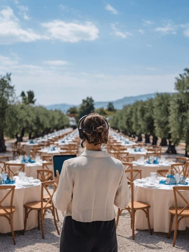 A wedding coordinator at a Greek Wedding