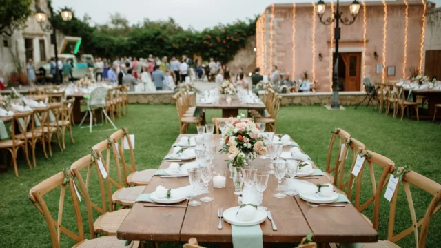 our wedding table setting at metohi istoria wedding venue in crete