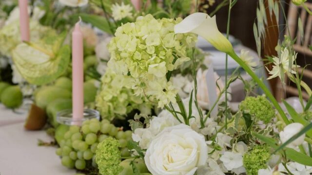 wedding flower table setting