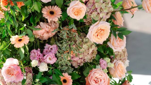 wedding flower bouquet with pastel colors