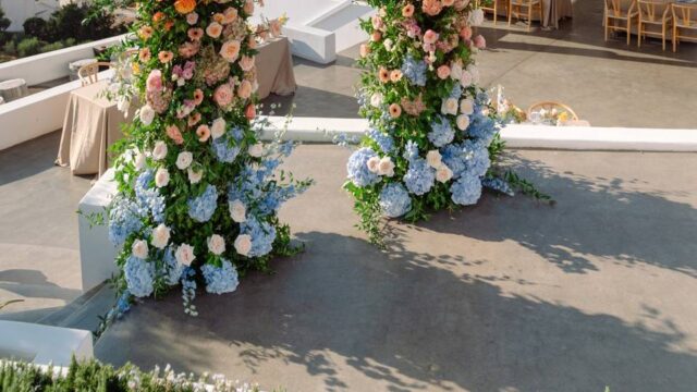 wedding arch decorated with flowers