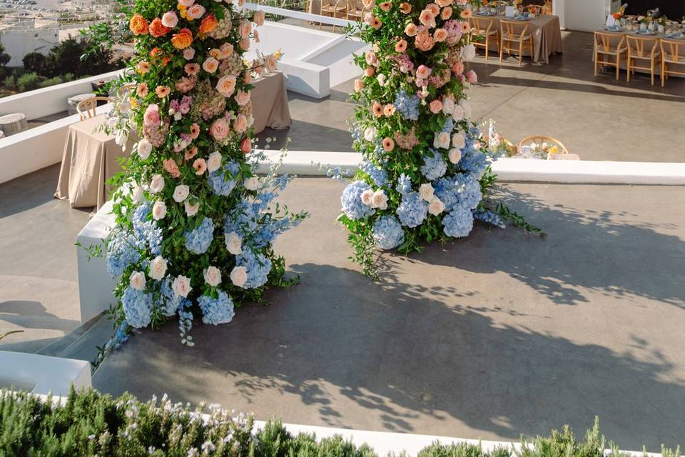 wedding arch decorated with flowers