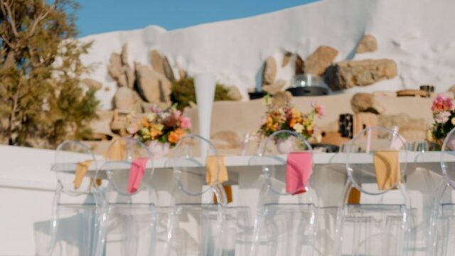 greek wedding table with flowers