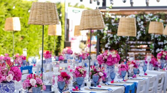 decorated greece wedding tables