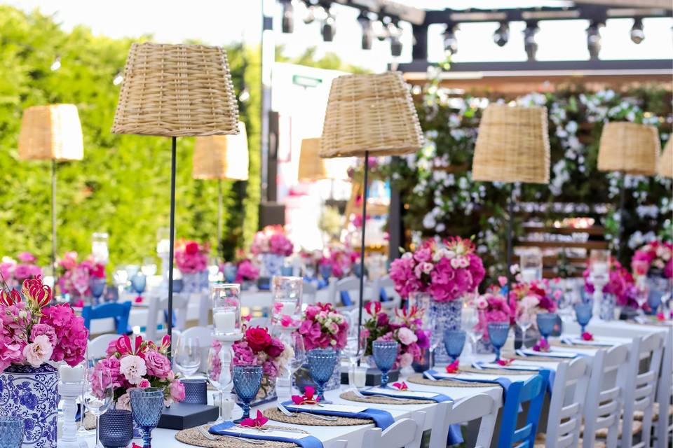 decorated greece wedding tables