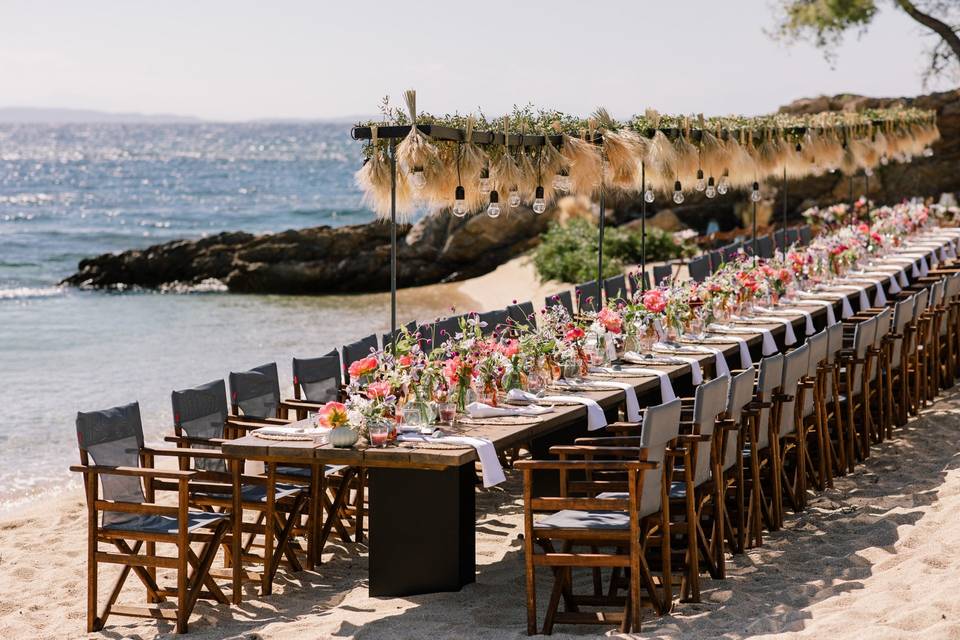 greece wedding tables with sea view