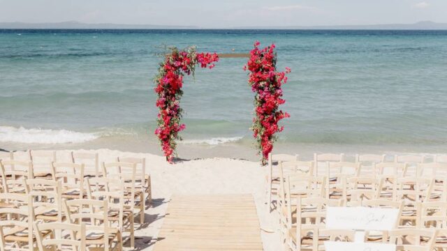 beach wedding arch in greece