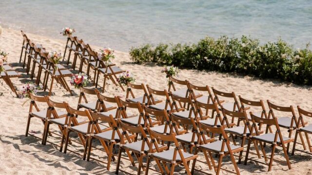 beach wedding ceremony chair in greece