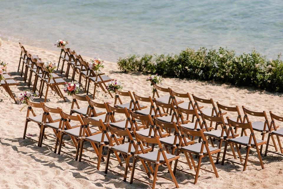 beach wedding ceremony chair in greece