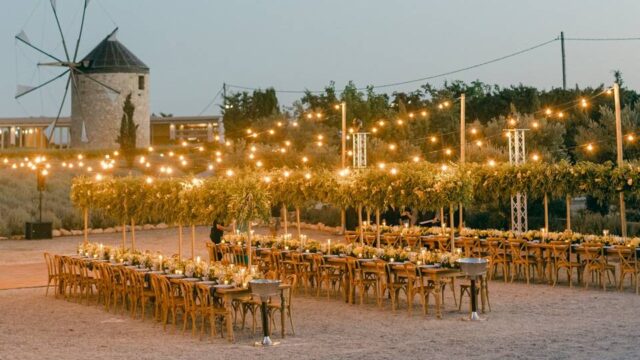 tables at greek wedding