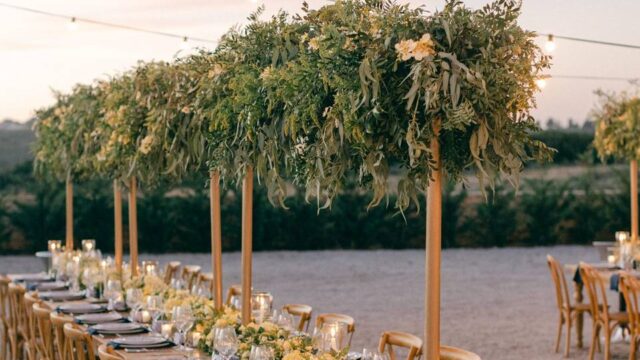 tables at greek wedding