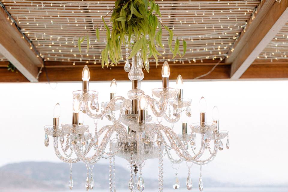 destination wedding greece chandelier