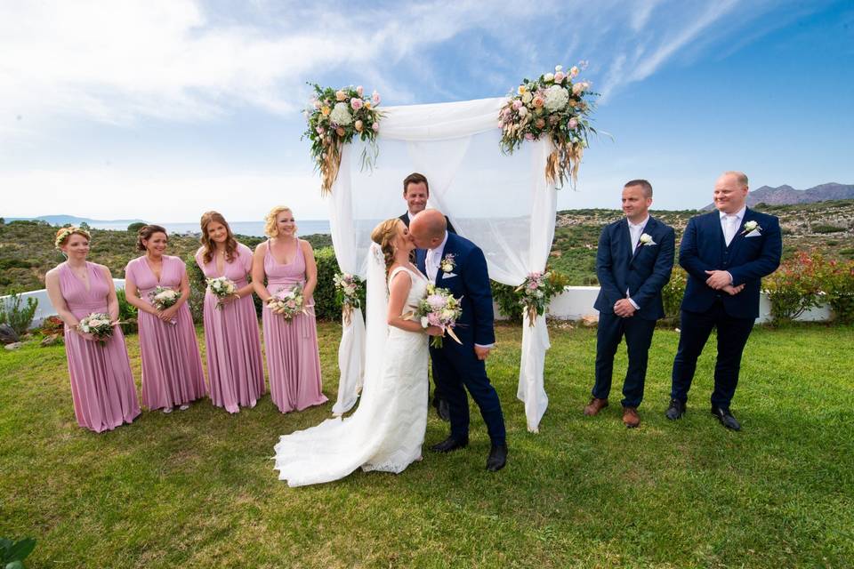 a couple getting married in greece