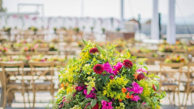 flower decorations at a greek wedding