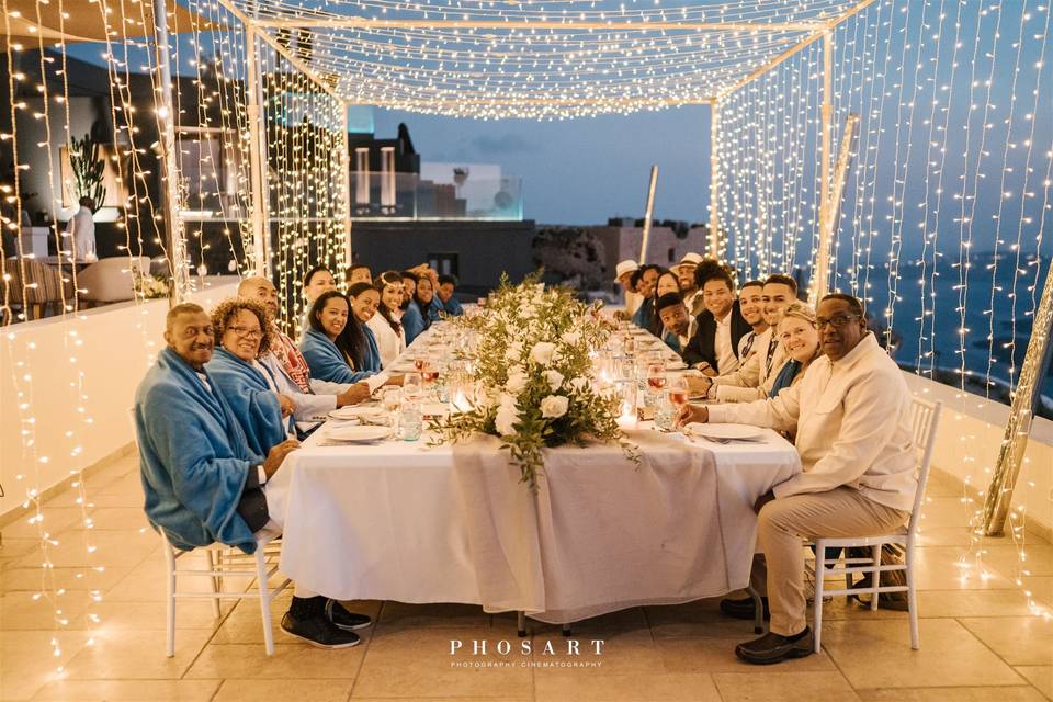 wedding guests at a santorini wedding