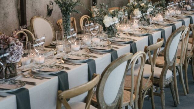 beautifully set greek destination wedding table