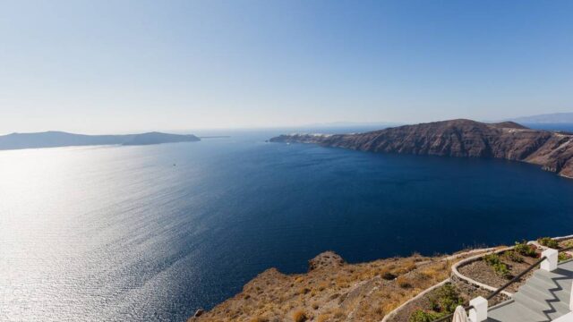 a view of the santorini caldera