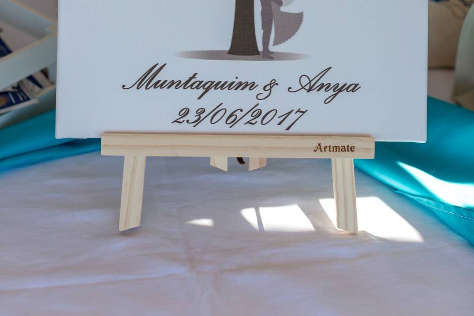 wedding welcome sign for a wedding in greece