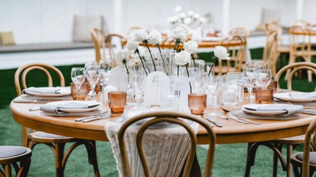 a table set for a wedding in greece