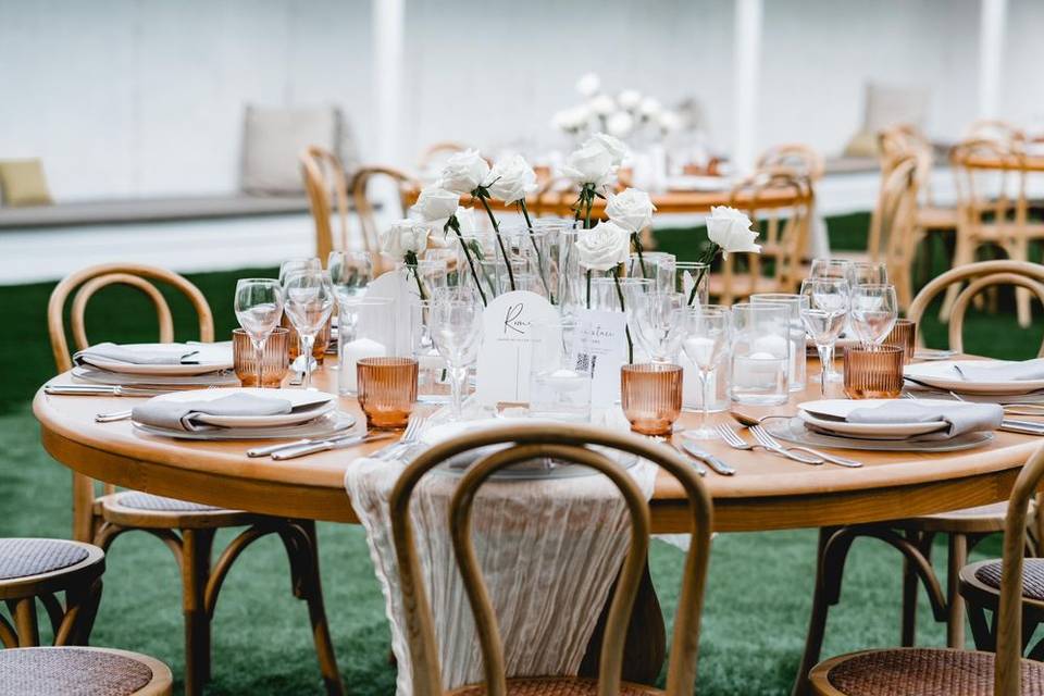 a table set for a wedding in greece
