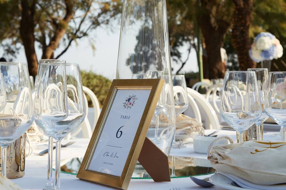 a table number at a wedding in greece