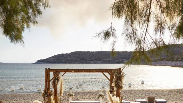 a wedding arch overlooking the sea
