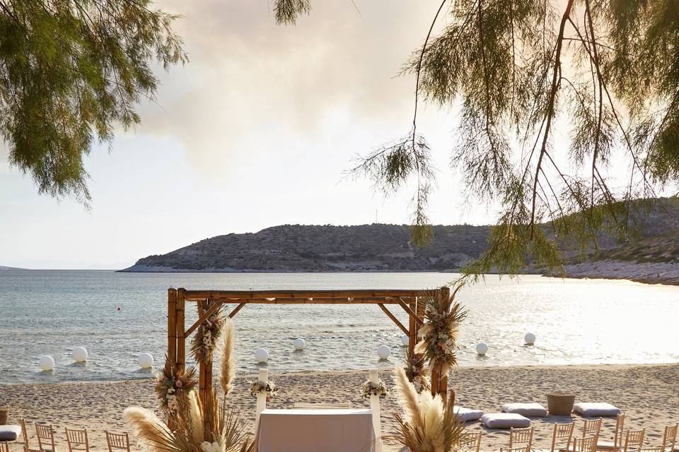 a wedding arch overlooking the sea
