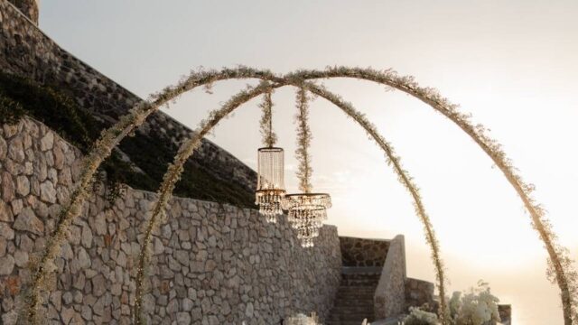 wedding chandeliers in santorini