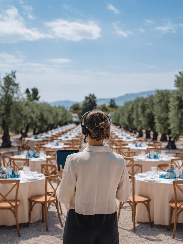 A wedding coordinator at a Greek Wedding