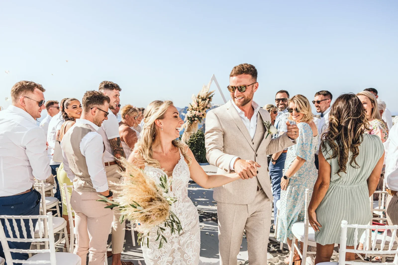 santorini candid wedding