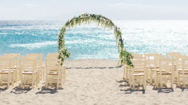 a setting for a beatiful beach wedding
