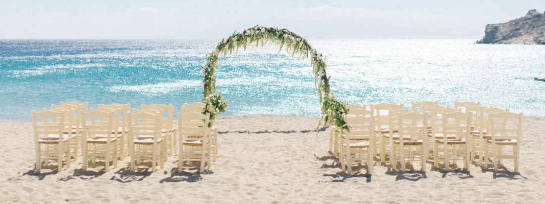 a setting for a beatiful beach wedding