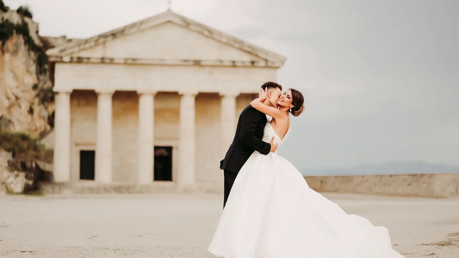 Wedding Photograph a newlywed couple embracing