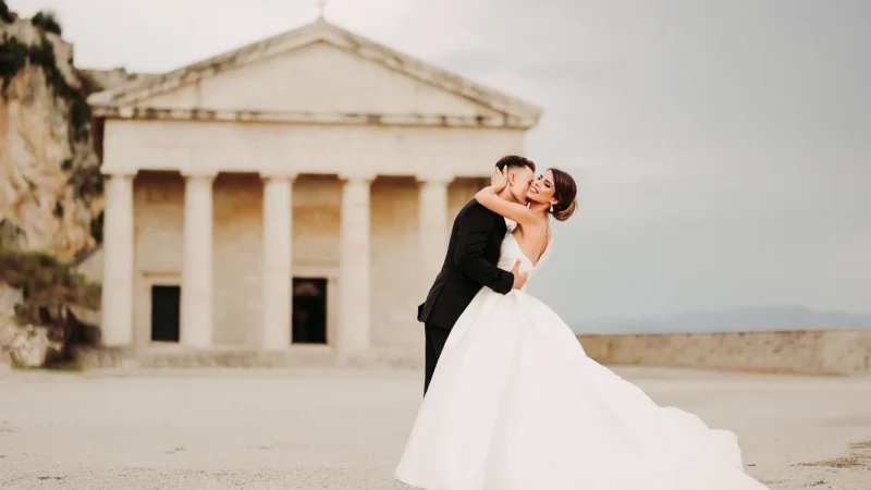 Wedding Photograph a newlywed couple embracing