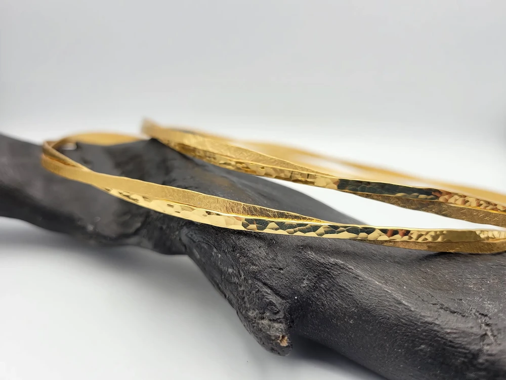 greek wedding stefana crown made from hammered gold zoomed in