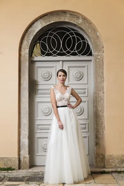 marianna kastrinos greek goddess style wedding dress with flowing silhouette