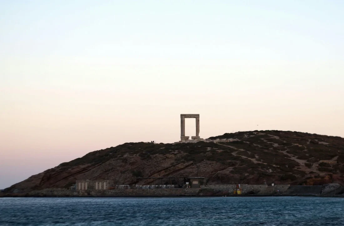 The Portara, the ancient marble gate of the Temple of Apollo on Naxos, at dusk