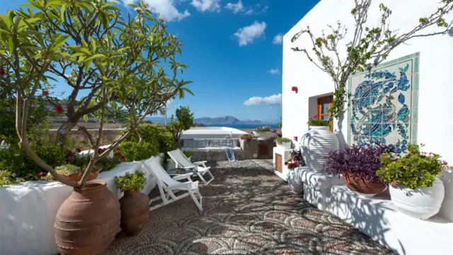 outdoor courtryard Melenos Art Boutique Hotel in rhodes