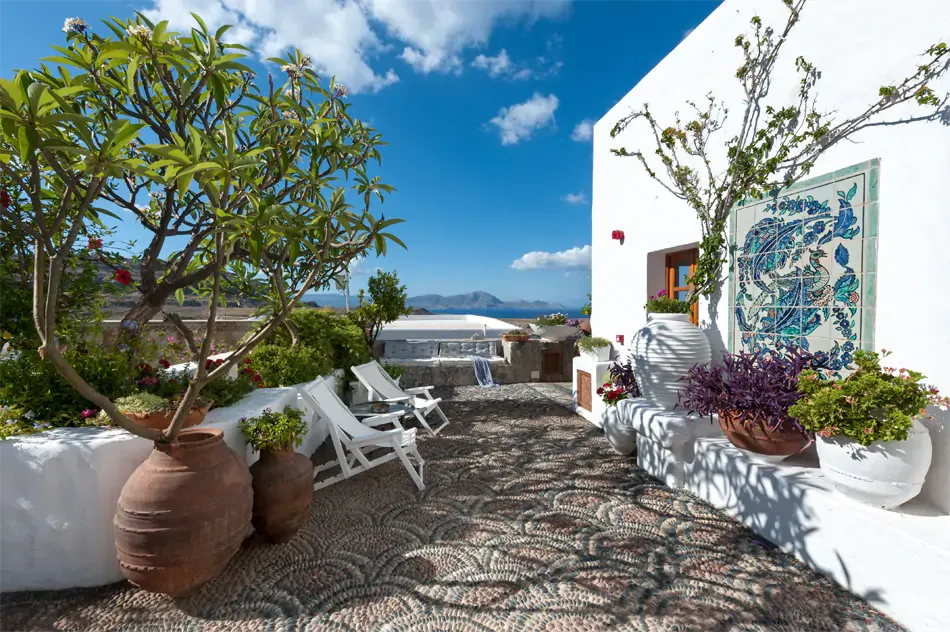 outdoor courtryard Melenos Art Boutique Hotel in rhodes
