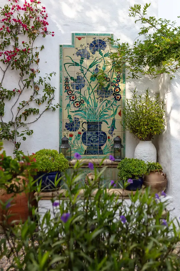 classic painted tiles at the Melenos Art Boutique Hotel in rhodes