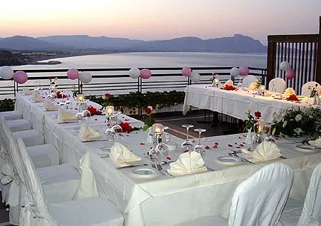 a wedding setup at the Lindos Mare, Seaside Hotel in Rhodes