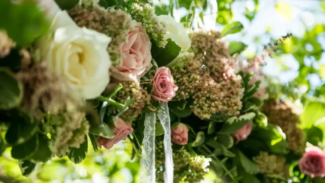 flowers at the Melenos Art Boutique Hotel setup for a wedding in rhodes