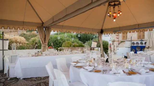 Melenos Art Boutique Hotel setup for a wedding in rhodes