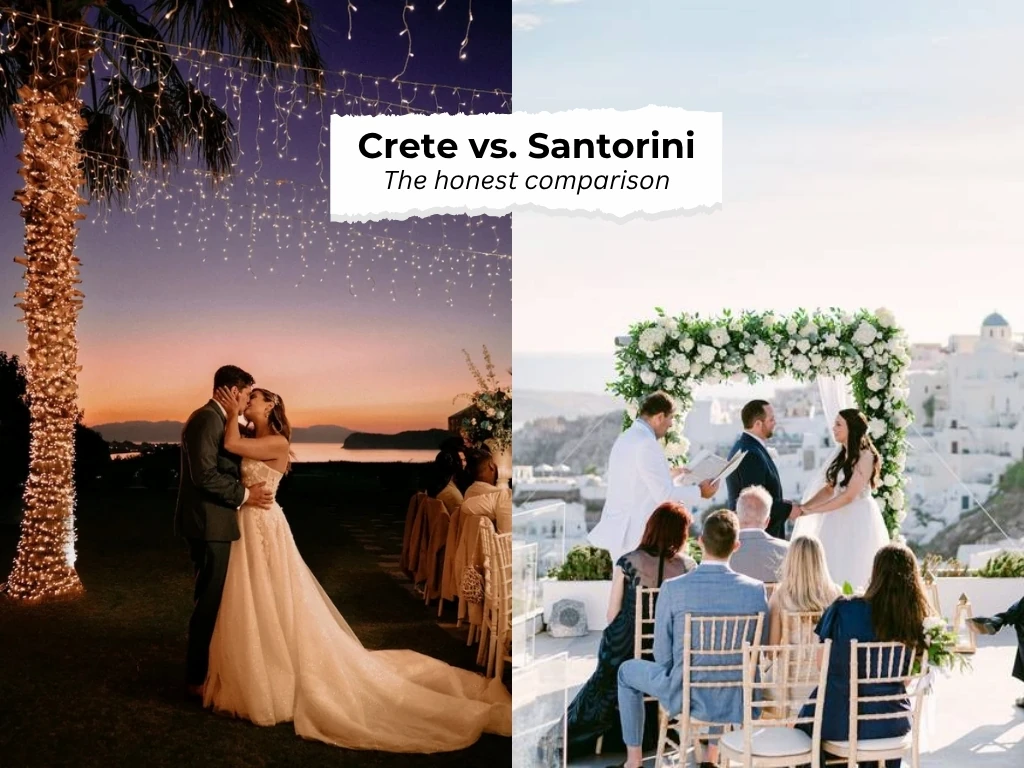Crete vs Santorini Weddings: Real 2026 Costs Compared, Per Guest