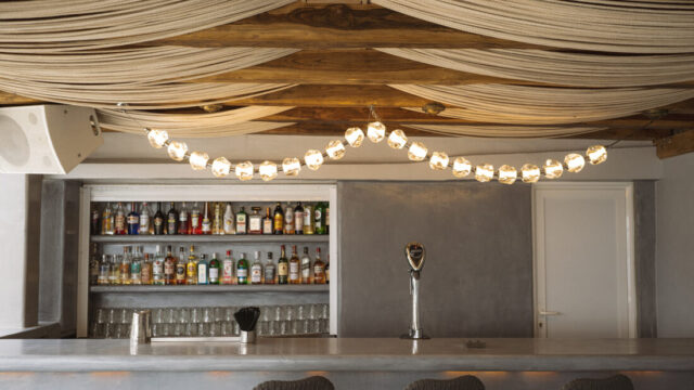 Indoor bar at Cavo Ventus wedding venue, Akrotiri, Santorini