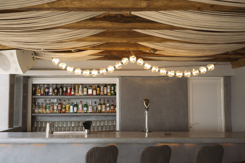 Indoor bar at Cavo Ventus wedding venue, Akrotiri, Santorini